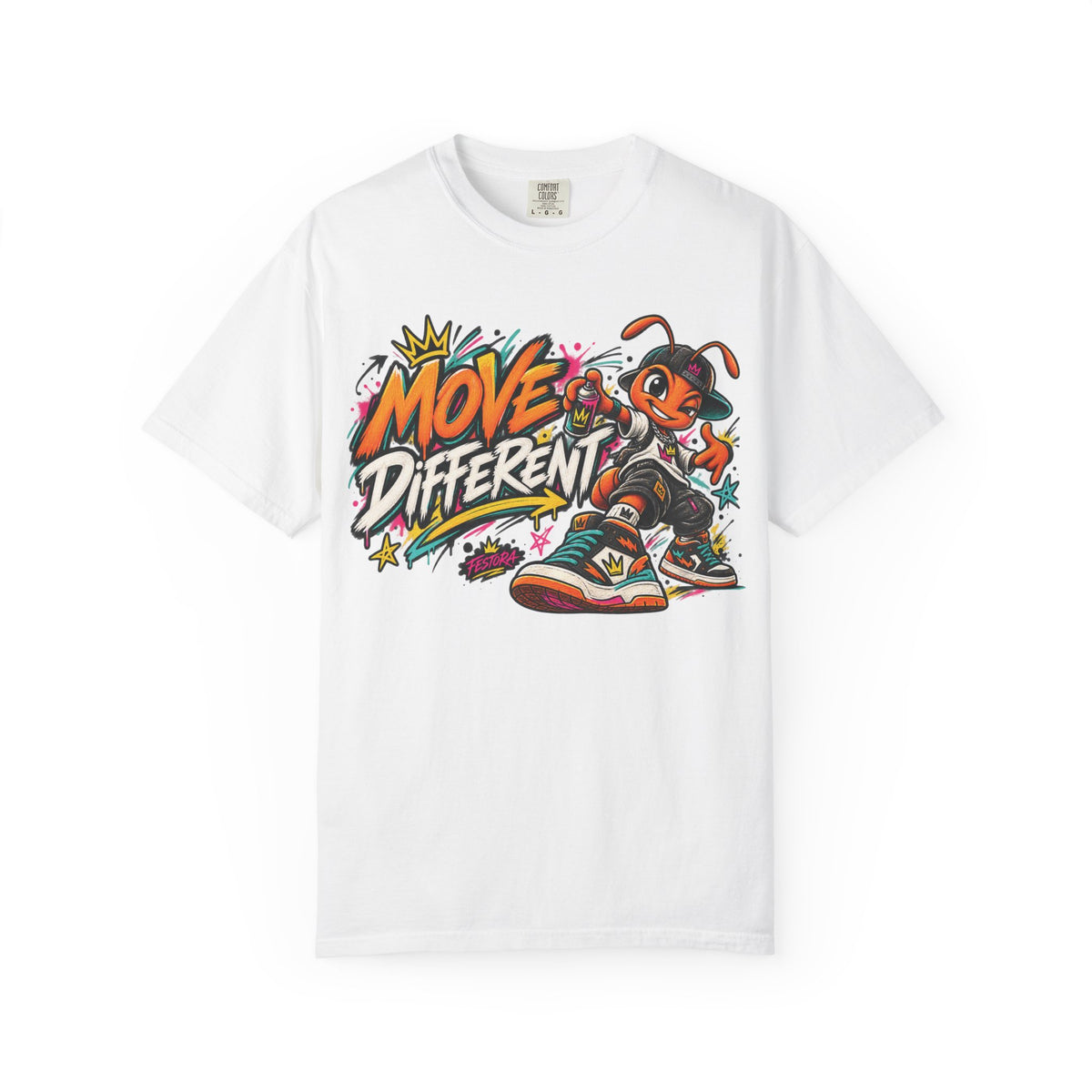 Move Different Graphic T-Shirt — Streetwear Skate Ant Mascot Design
