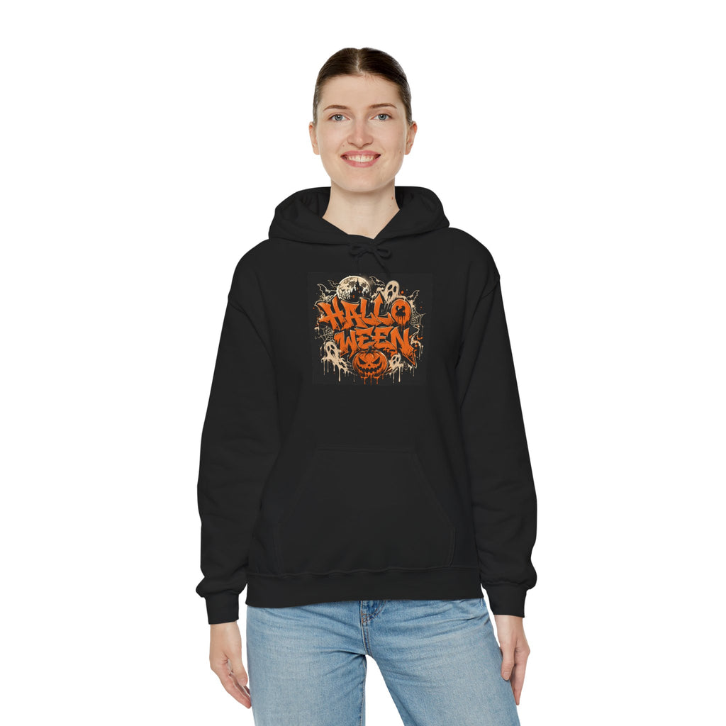 Halloween Graffiti Hoodie - Spooky Ghosts & Pumkin Graphic Sweatshirt