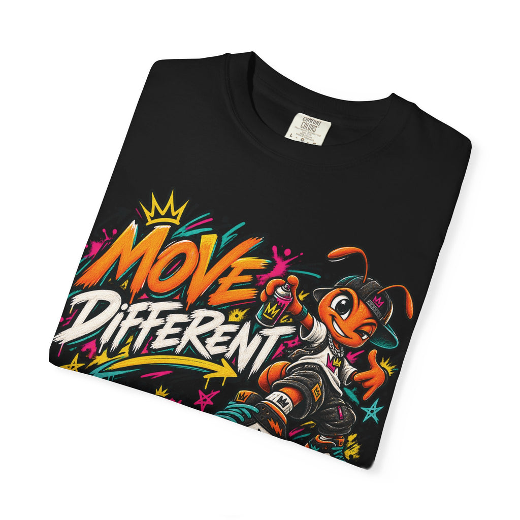 Move Different Graphic T-Shirt — Streetwear Skate Ant Mascot Design