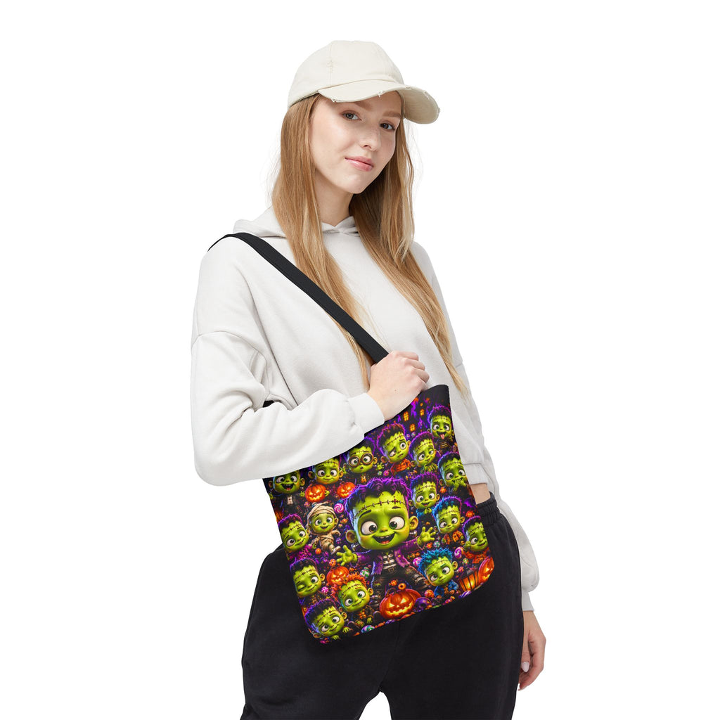 FestoraShop Funny Frankis Halloween Tote Bag - Cute 3D Monsters & Pumpkins