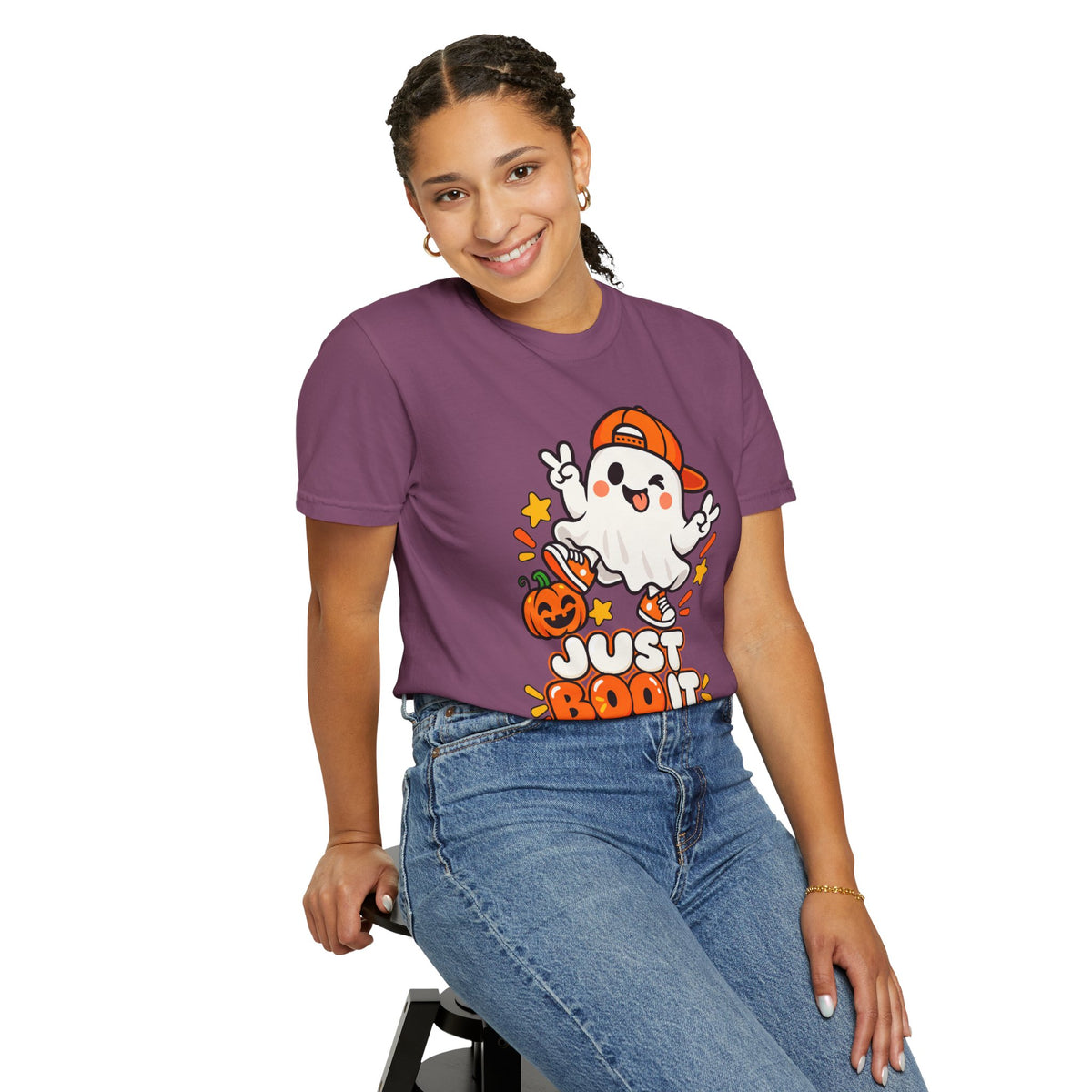 Just Boo It Halloween T-Shirt | Cute Skater Ghost Graphic Tee