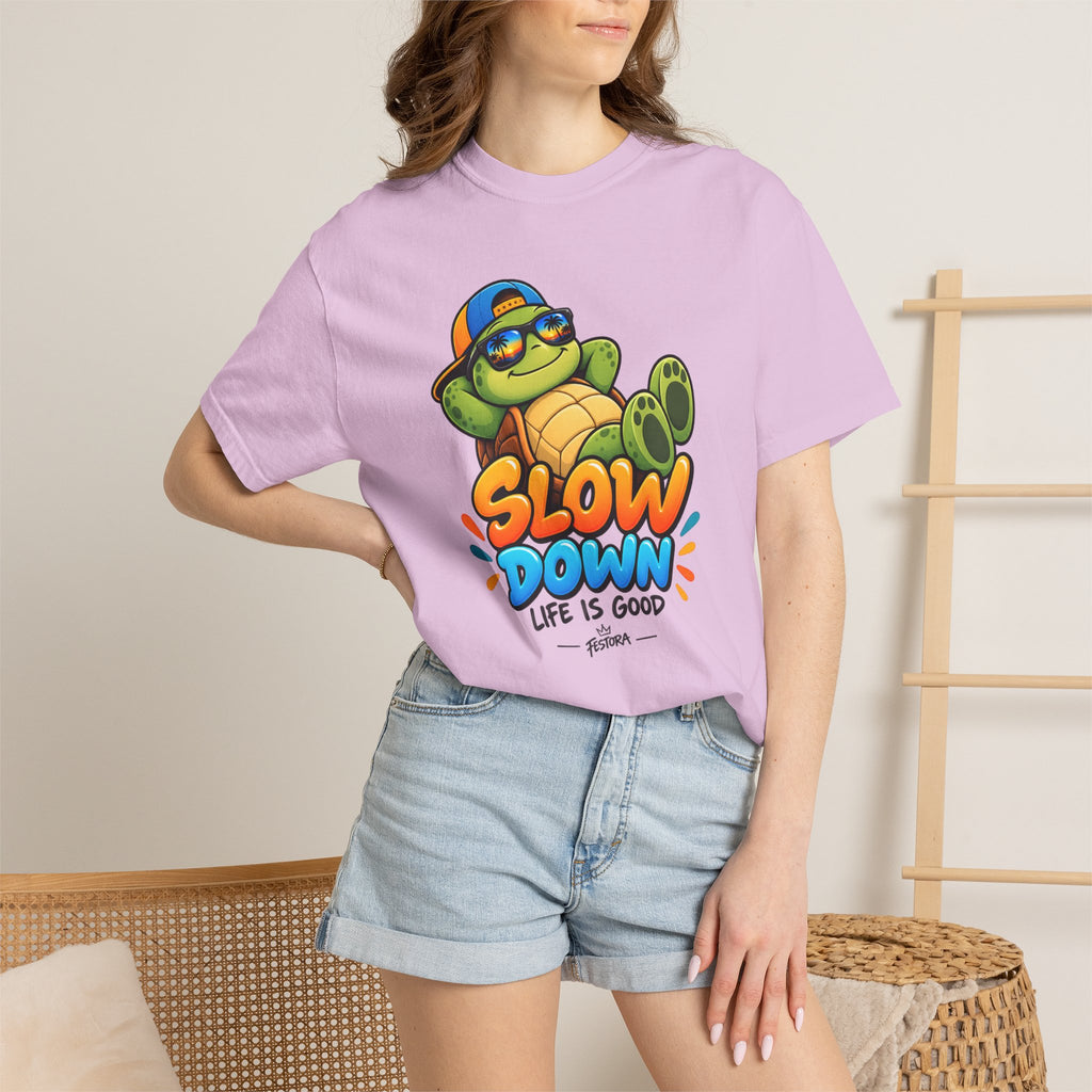 Slow Down, Life Is Good – Turtle Graphic T-Shirt | Festora Everyday