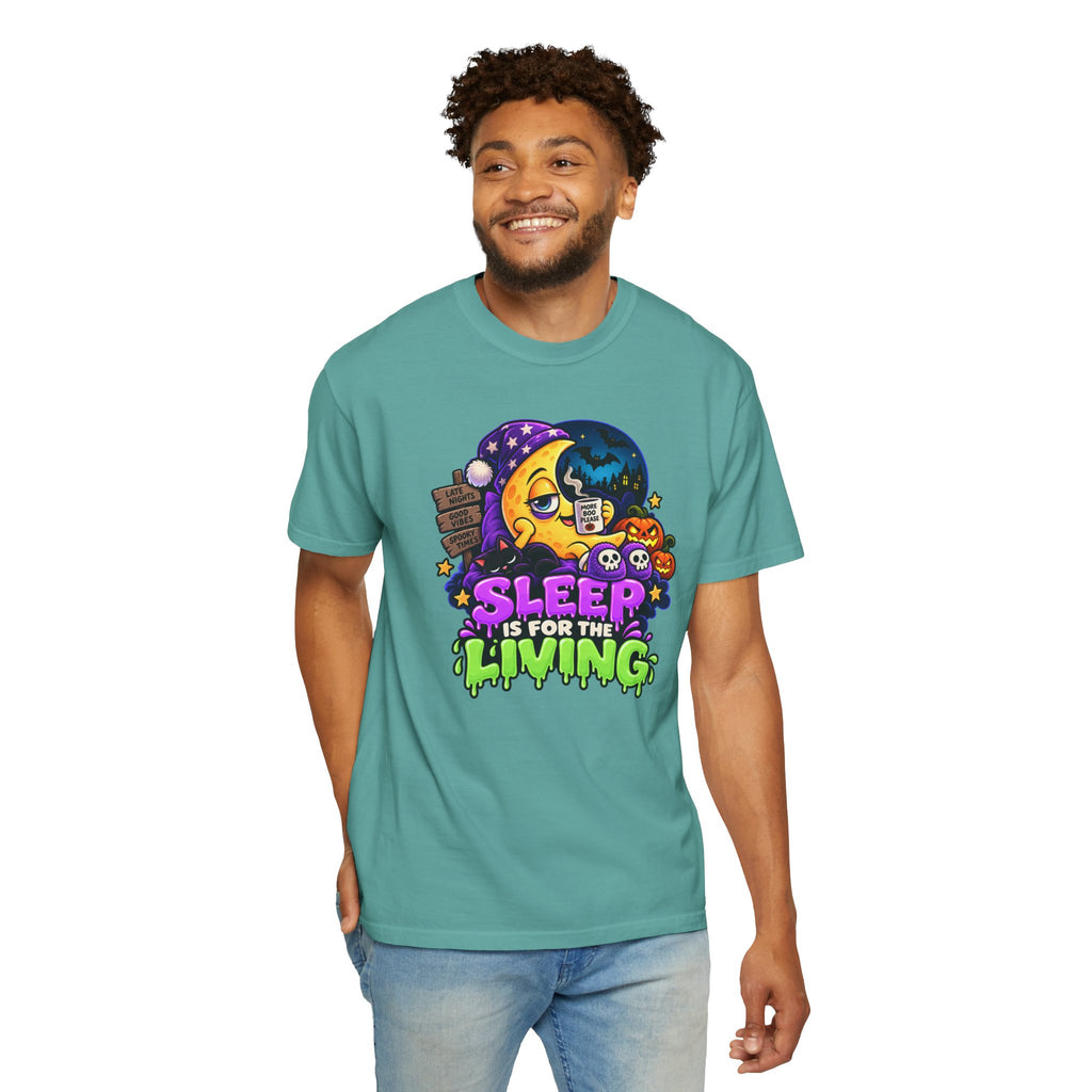 Sleep Is for the Living – Funny Halloween Moon T-Shirt