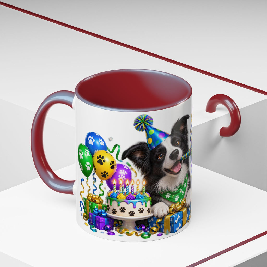 Herd the Crew Border Collie Birthday White Mug