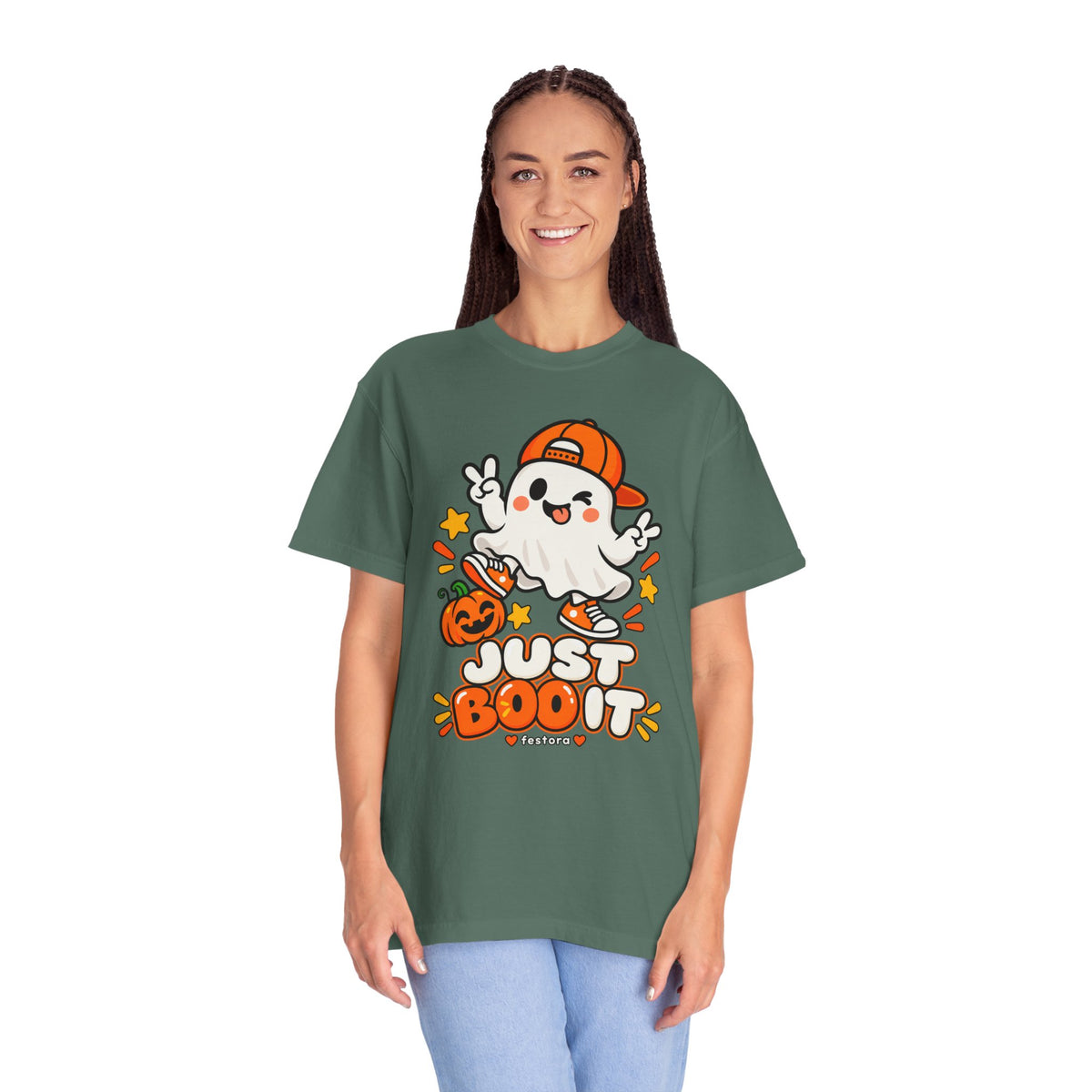 Just Boo It Halloween T-Shirt | Cute Skater Ghost Graphic Tee