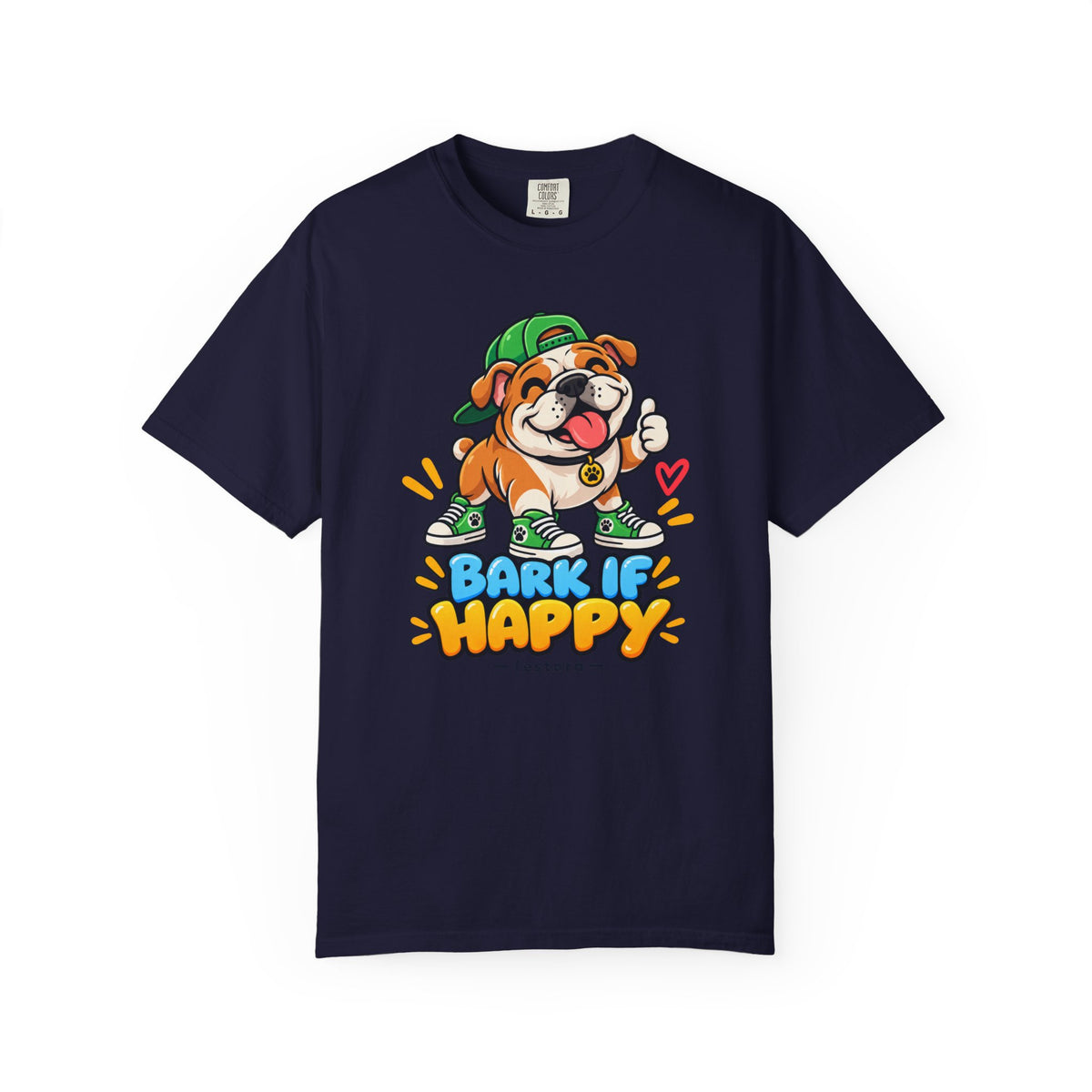 Bark If Happy – Cute Bulldog Graphic T-Shirt