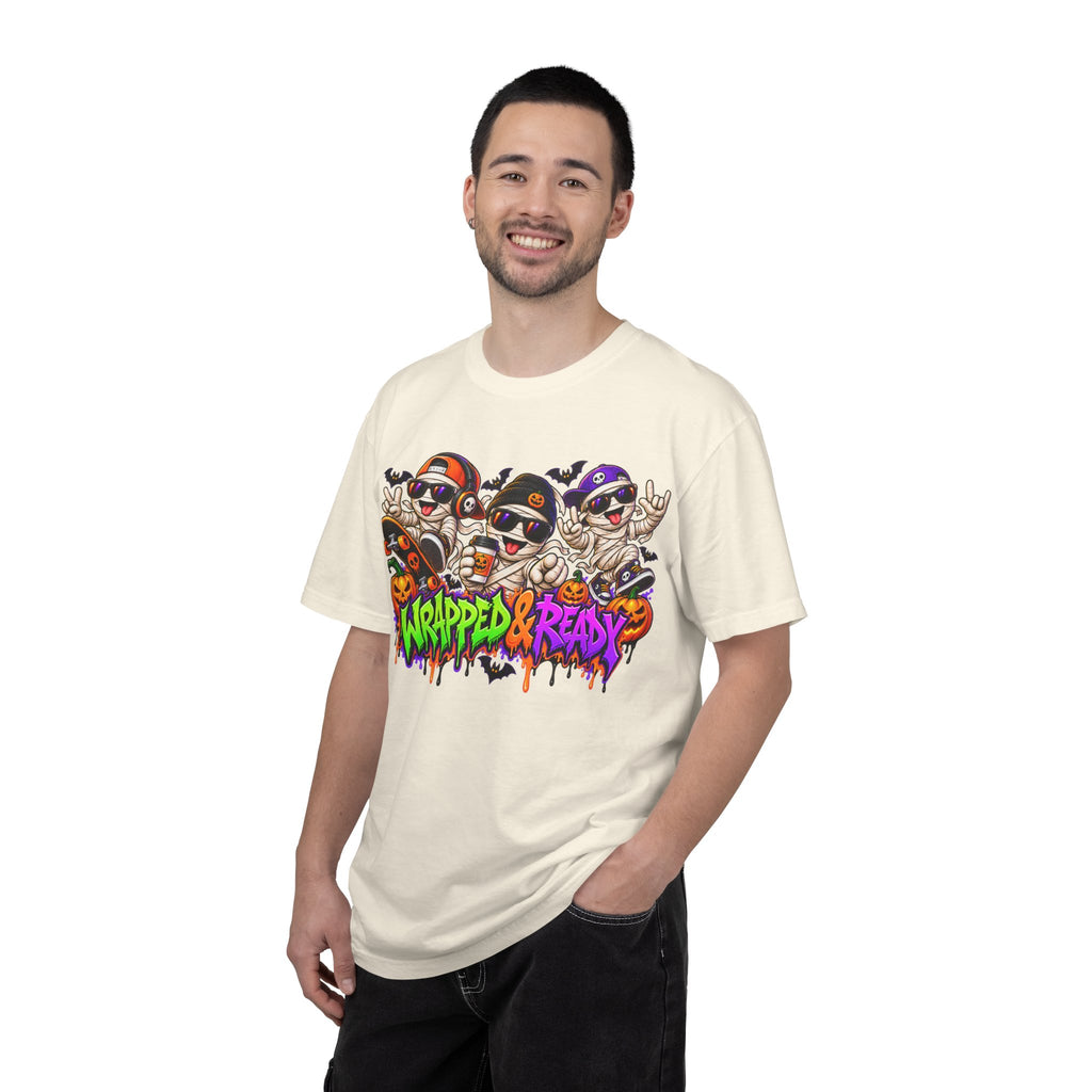 Wrapped & Ready – Halloween Mummy Crew Graphic T-Shirt