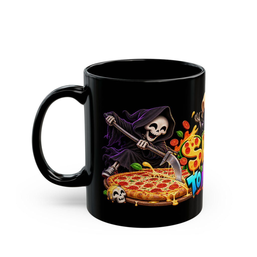 Slice to Meet You Funny Grim Reaper Pizza Halloween Black Mug