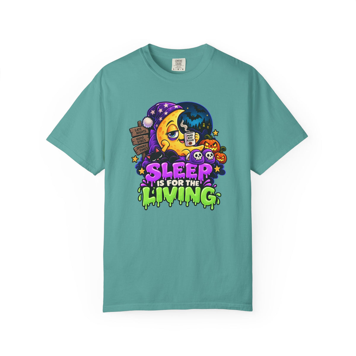 Sleep Is for the Living – Funny Halloween Moon T-Shirt