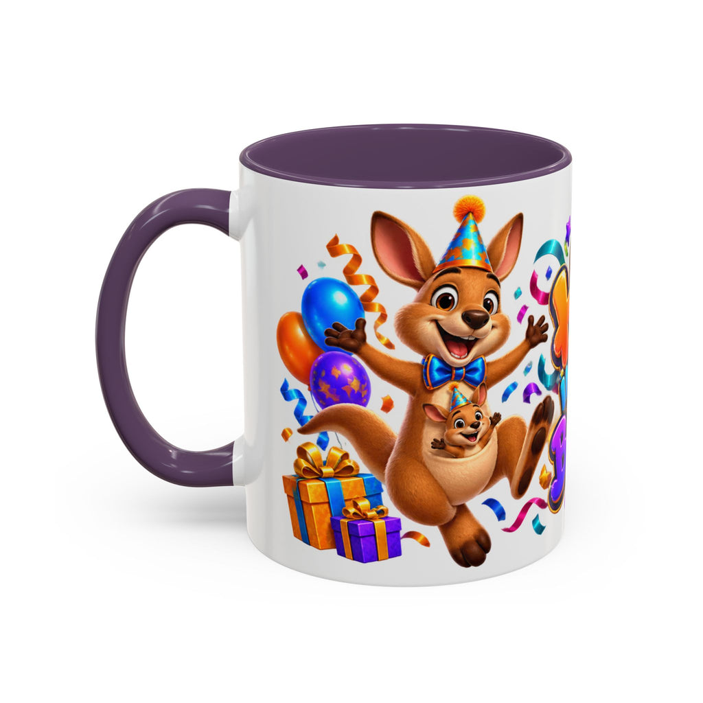 Hop Into Your Birthday White Mug – Cute Kangaroo Birthday Cup, Colorful Fun Party Gift