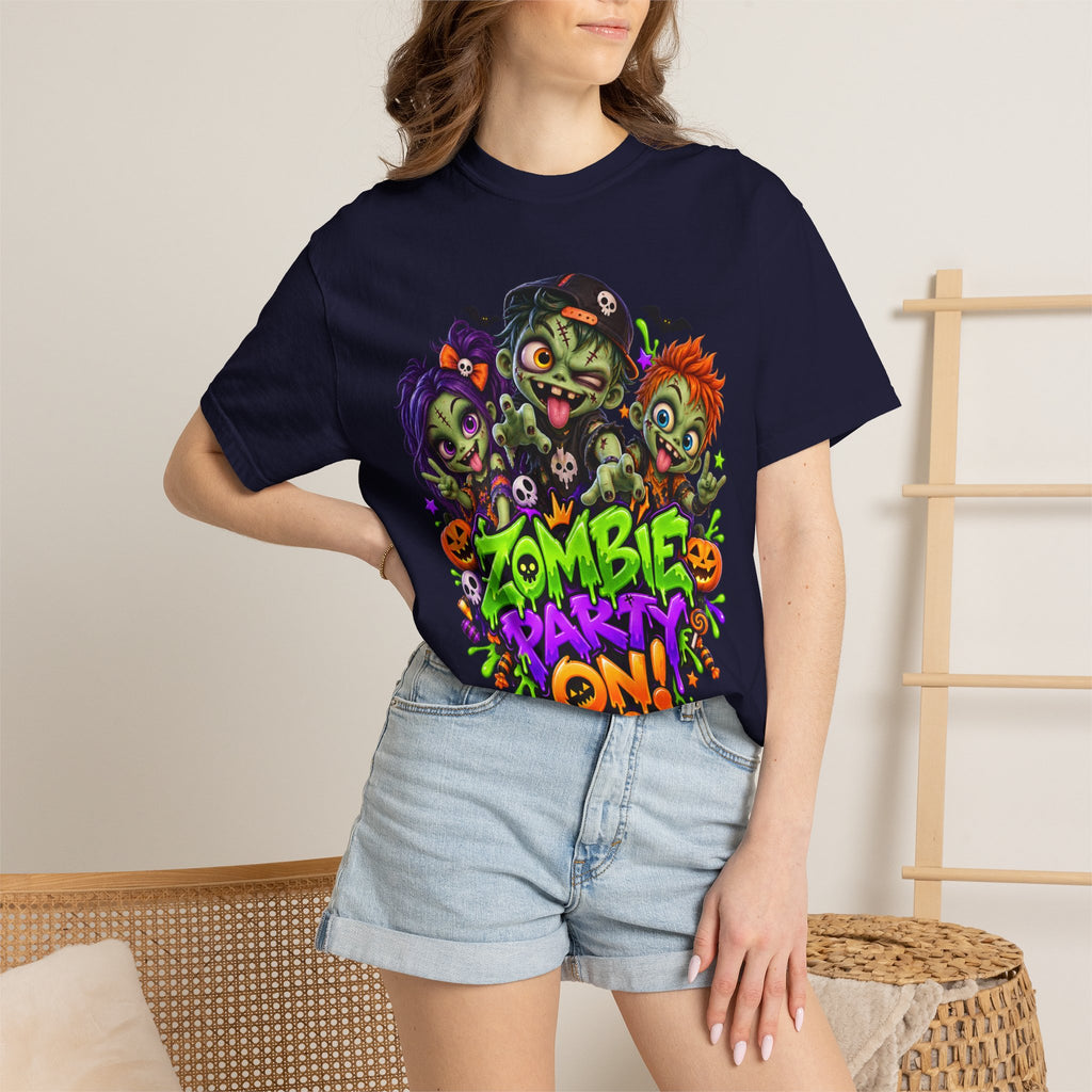 Zombie Party On! – Halloween Zombie Crew Graphic T-Shirt