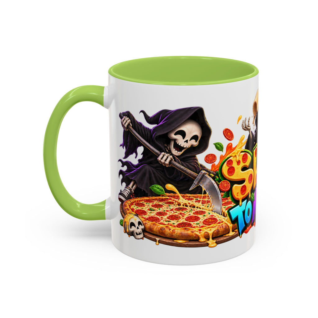 Slice to Meet You Funny Grim Reaper Pizza Halloween White Mug