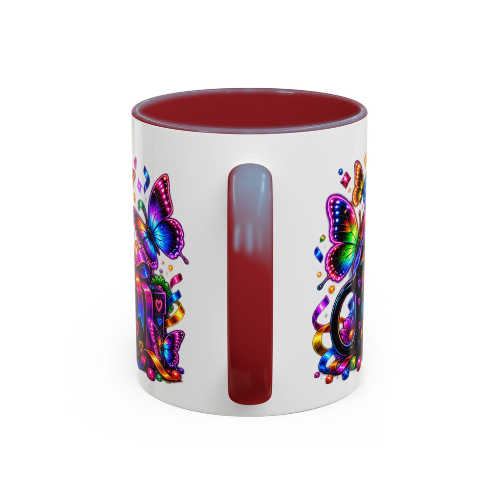 Birthday Coffee Mug – Colorful "Happy Birthday" Gift Mug with Butterflies & Candles