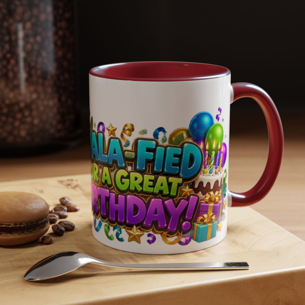 Koala-Fied for a Great Birthday White Mug – Cute Koala Birthday Cup, Colorful Fun Party Gift