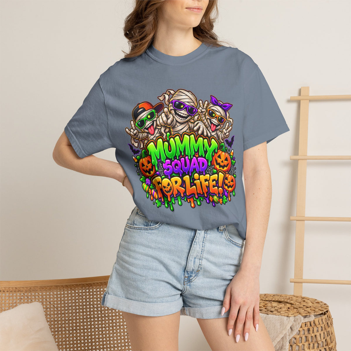 Mummy Squad For Life Halloween T-Shirt – Funny Colorful Mummy Graphic Tee