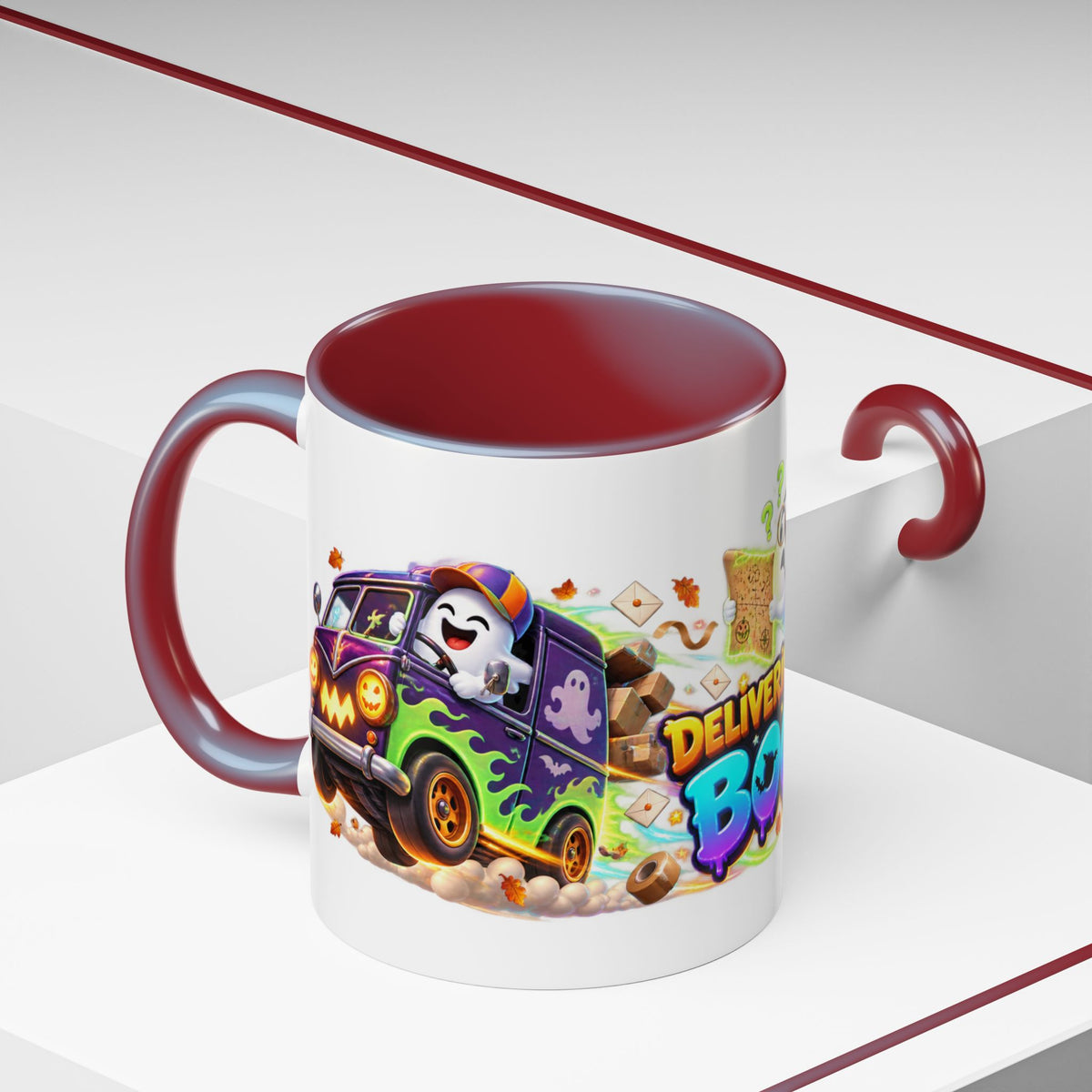 Delivering the Boos Ghost Delivery Halloween White Mug