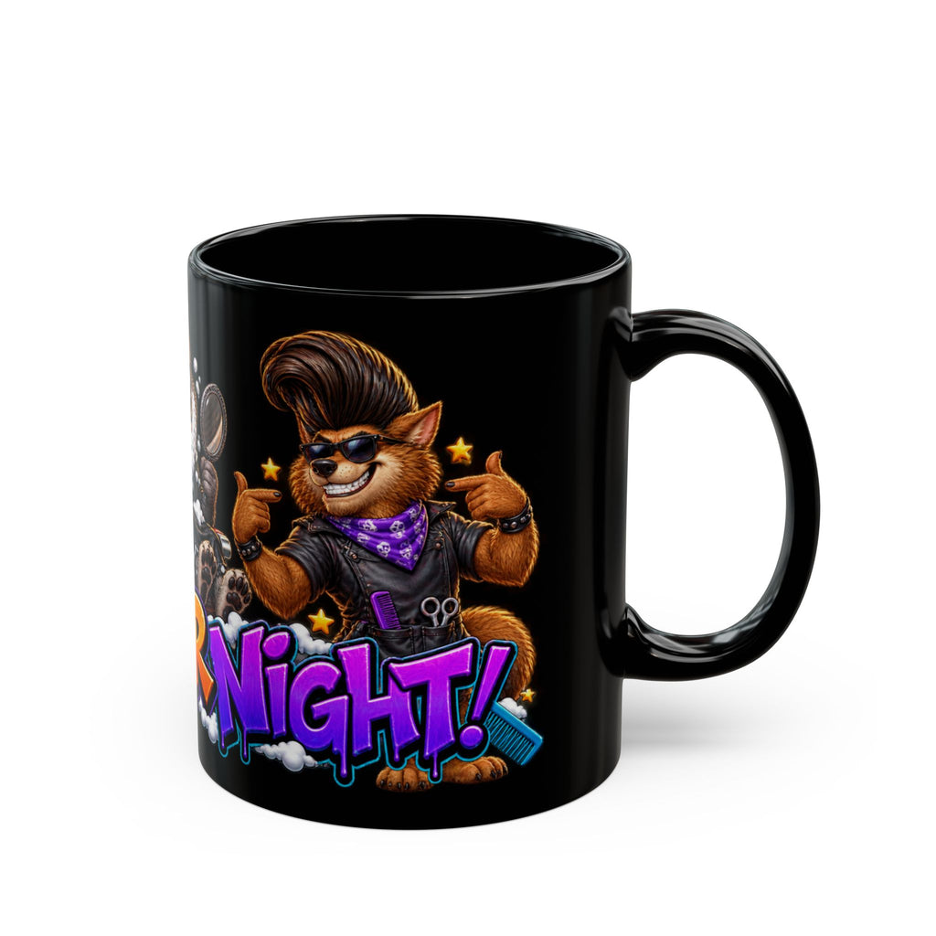 Bad Hair Night Funny Werewolf Barber Halloween Black Mug