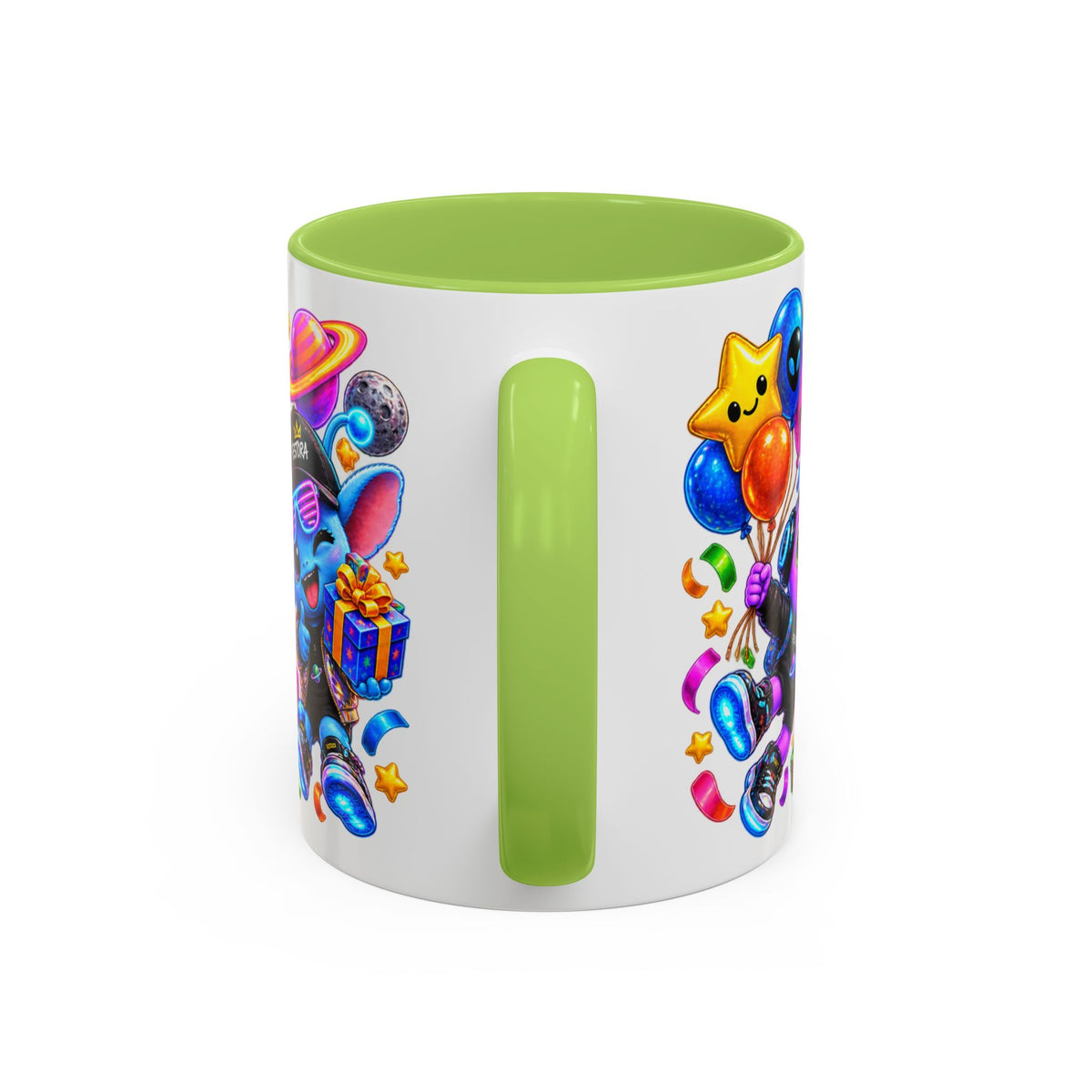 Happy Birthday Out of This World Accent Mug — Cute Alien Space Birthday Coffee Cup (11oz)