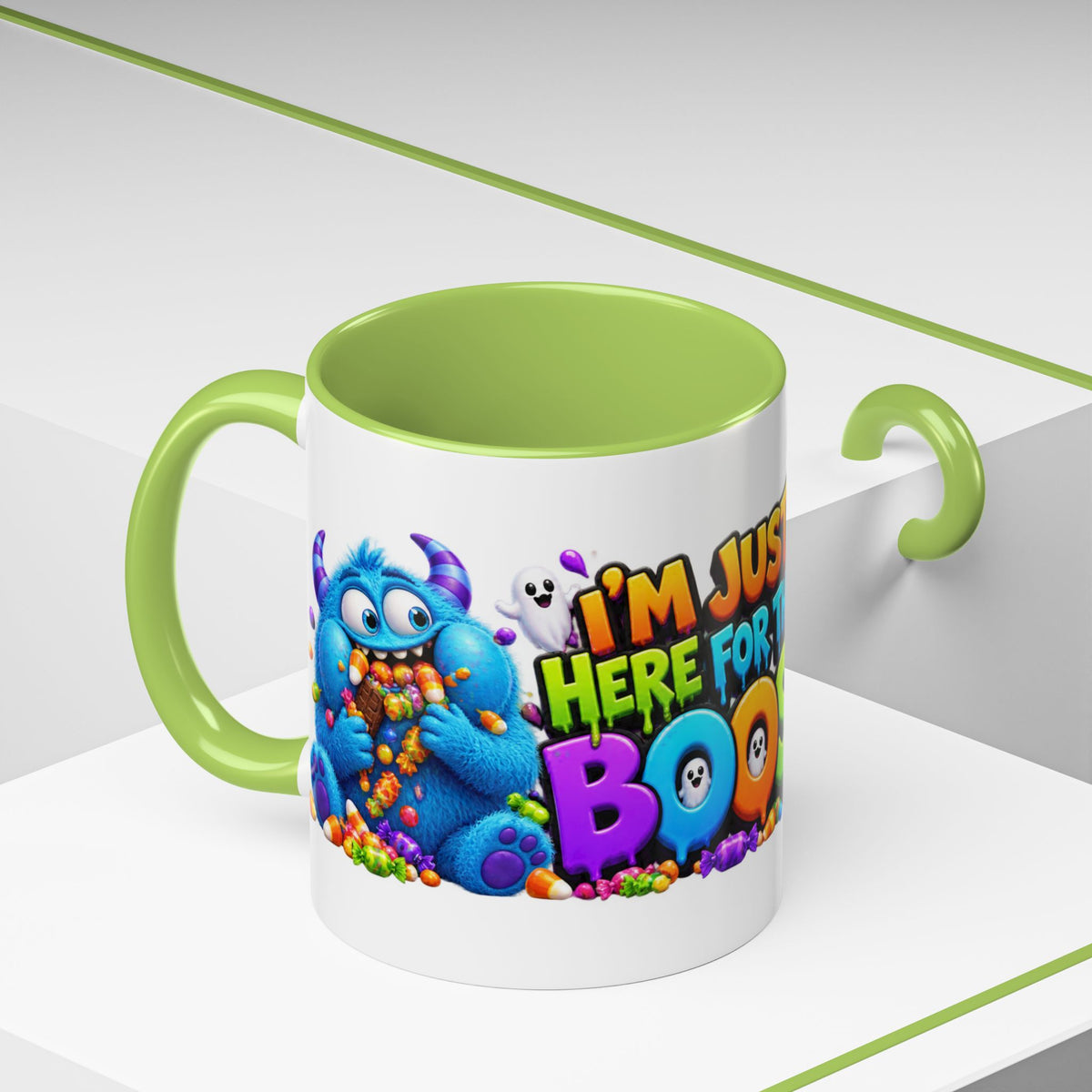 I’m Just Here for the Boos Funny Halloween Monster White Mug