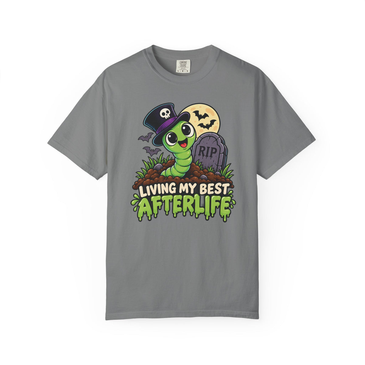 Living My Best Afterlife – Cute Halloween Graveyard Worm T-Shirt