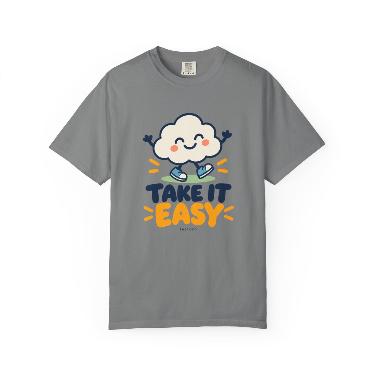 Take It Easy – Happy Cloud Graphic T-Shirt | Festora Everyday