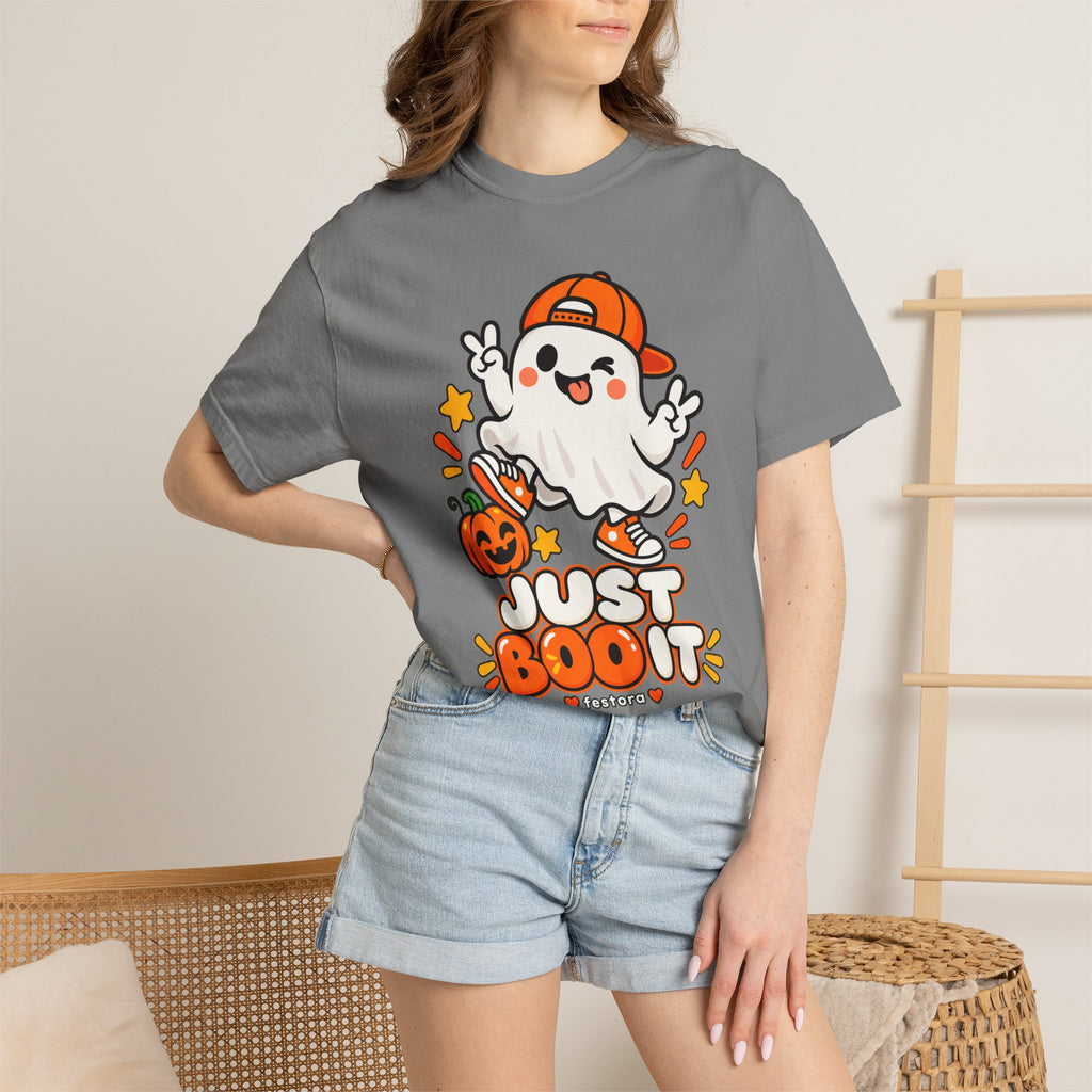 Just Boo It Halloween T-Shirt | Cute Skater Ghost Graphic Tee
