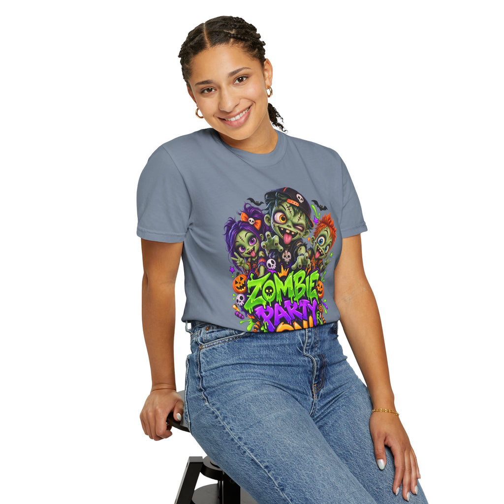 Zombie Party On! – Halloween Zombie Crew Graphic T-Shirt