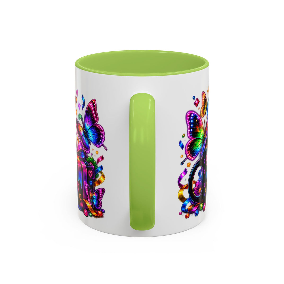Birthday Coffee Mug – Colorful "Happy Birthday" Gift Mug with Butterflies & Candles