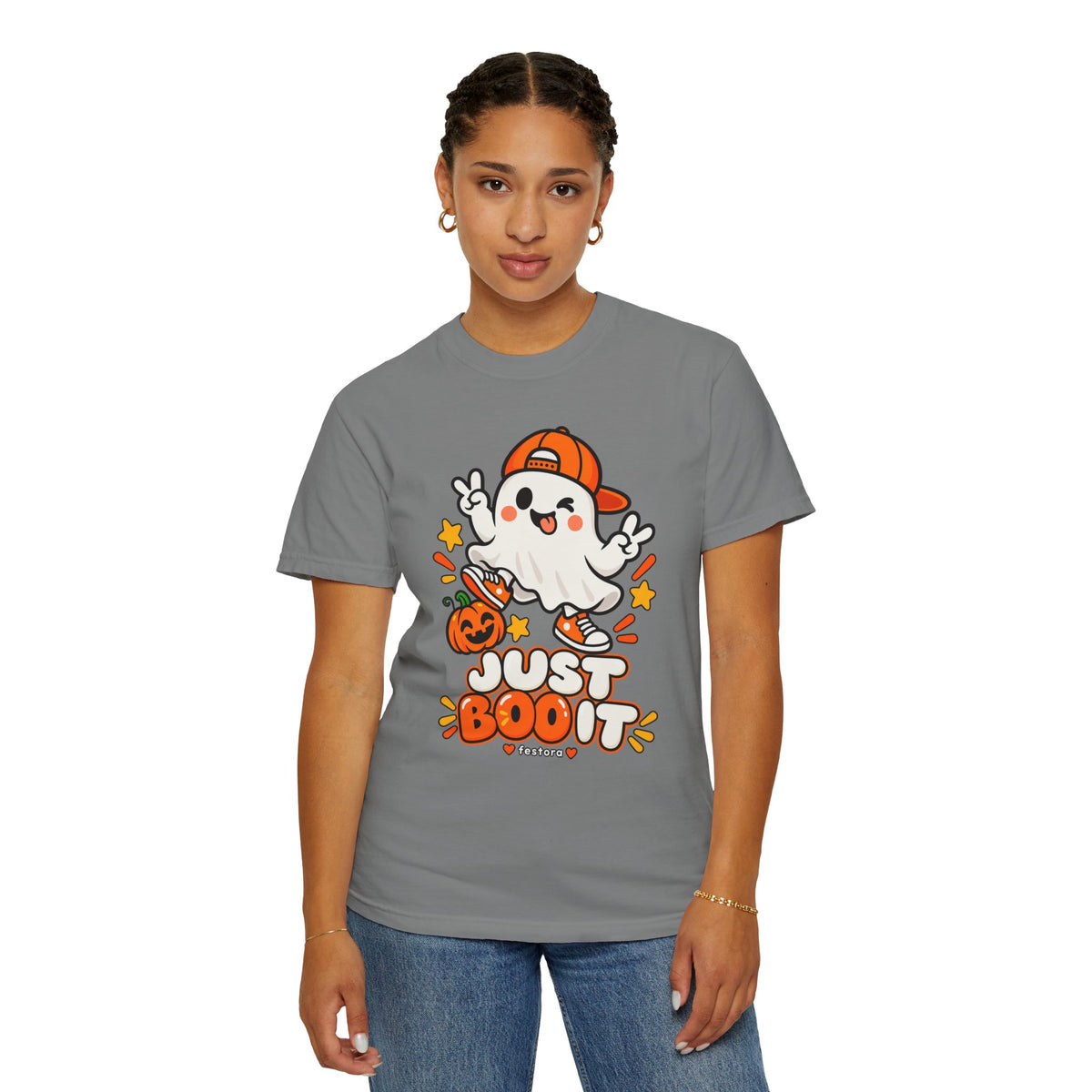 Just Boo It Halloween T-Shirt | Cute Skater Ghost Graphic Tee