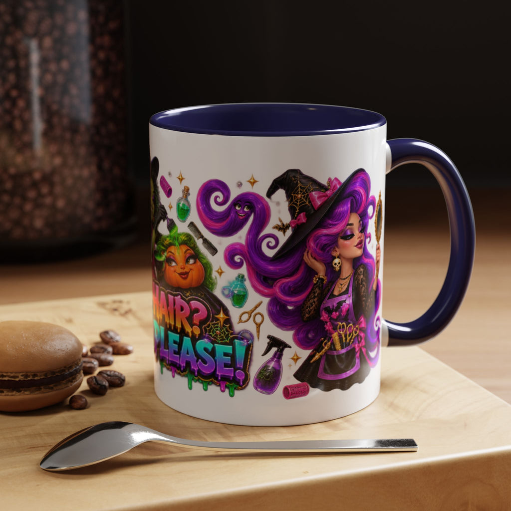 Bad Hair Witch Please Halloween Hairstylist White Mug
