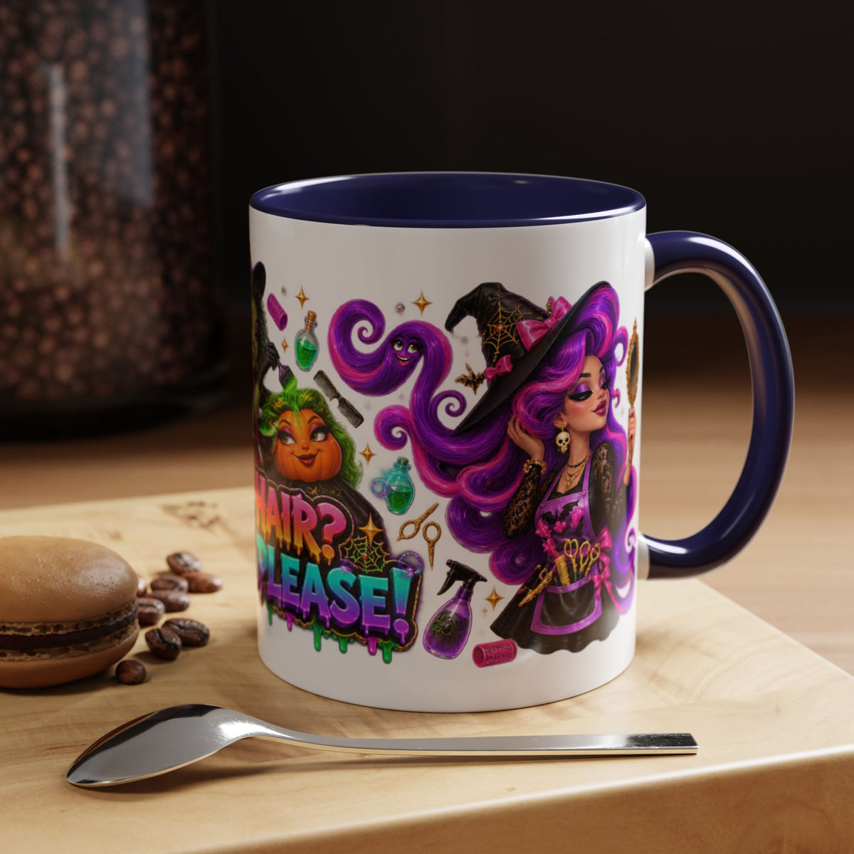Bad Hair Witch Please Halloween Hairstylist White Mug