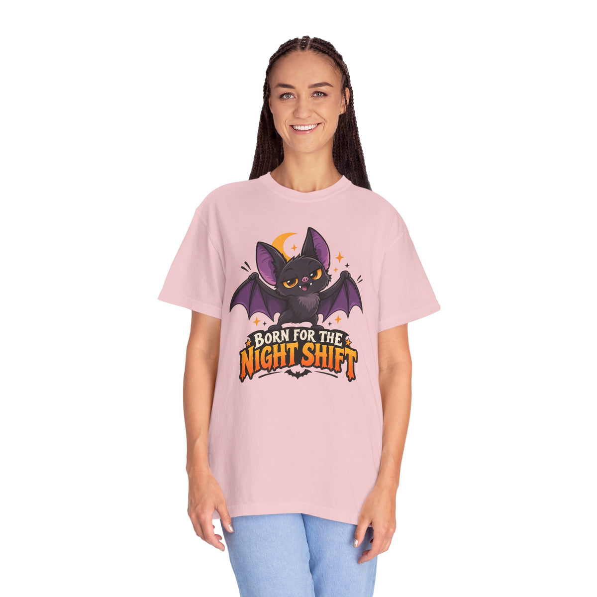 Born for the Night Shift – Cute Halloween Bat T-Shirt
