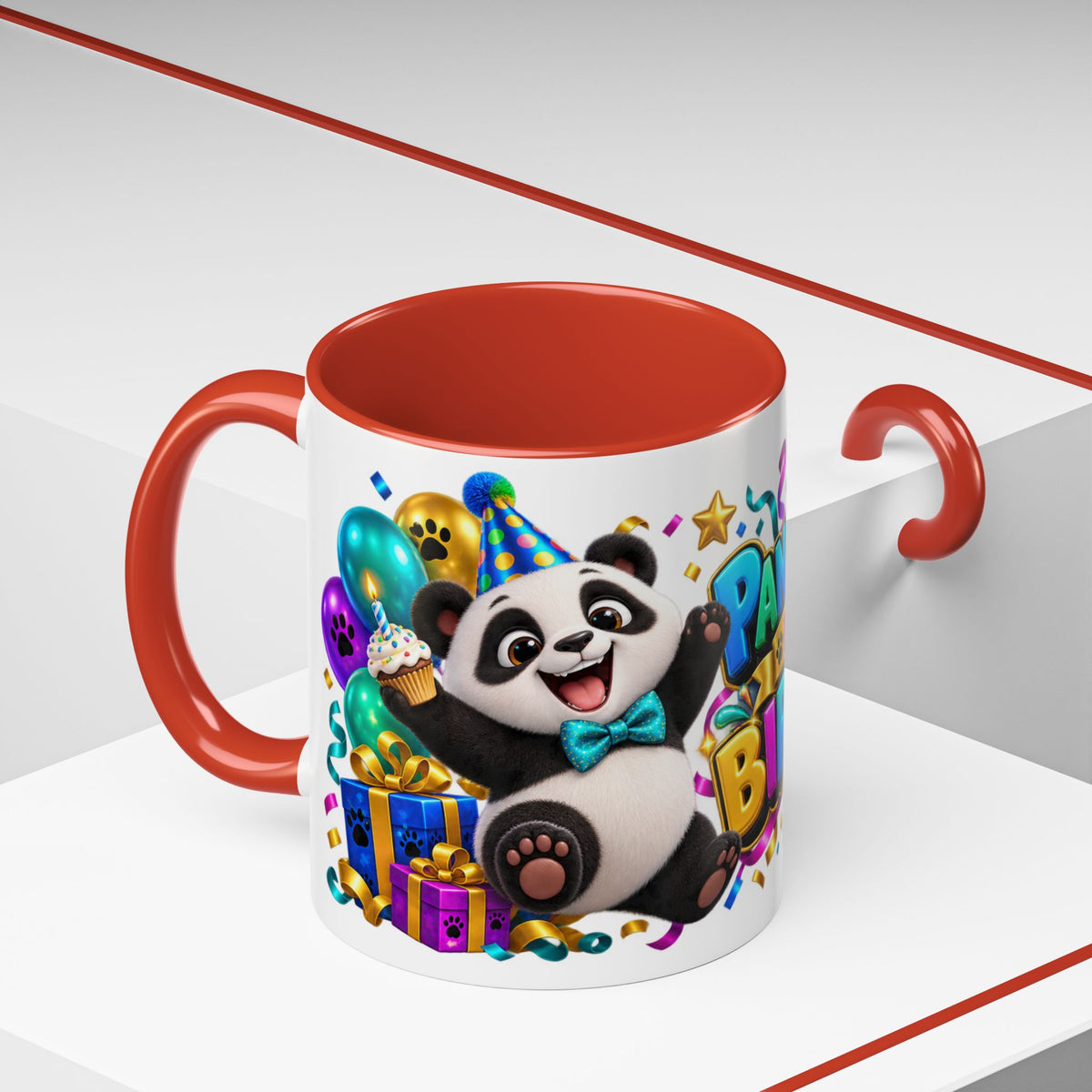Panda-Monium! It’s Your Birthday White Mug – Cute Panda Birthday Cup, Colorful Fun Party Gift