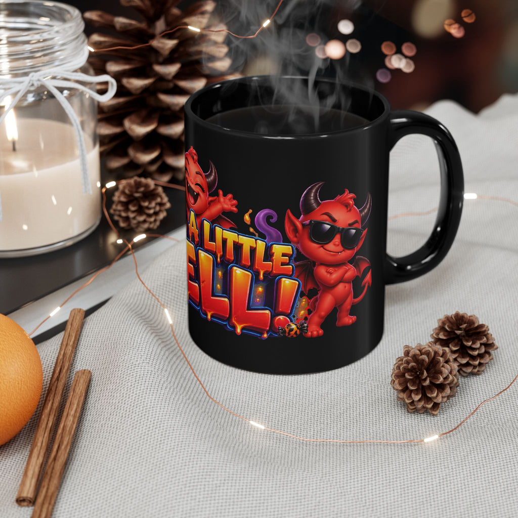 Mischievous Little Devil Halloween Black Mug