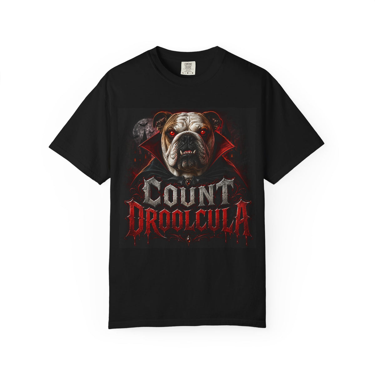Count Droolcula T-Shirt — Vampire Bulldog Halloween Graphic Tee