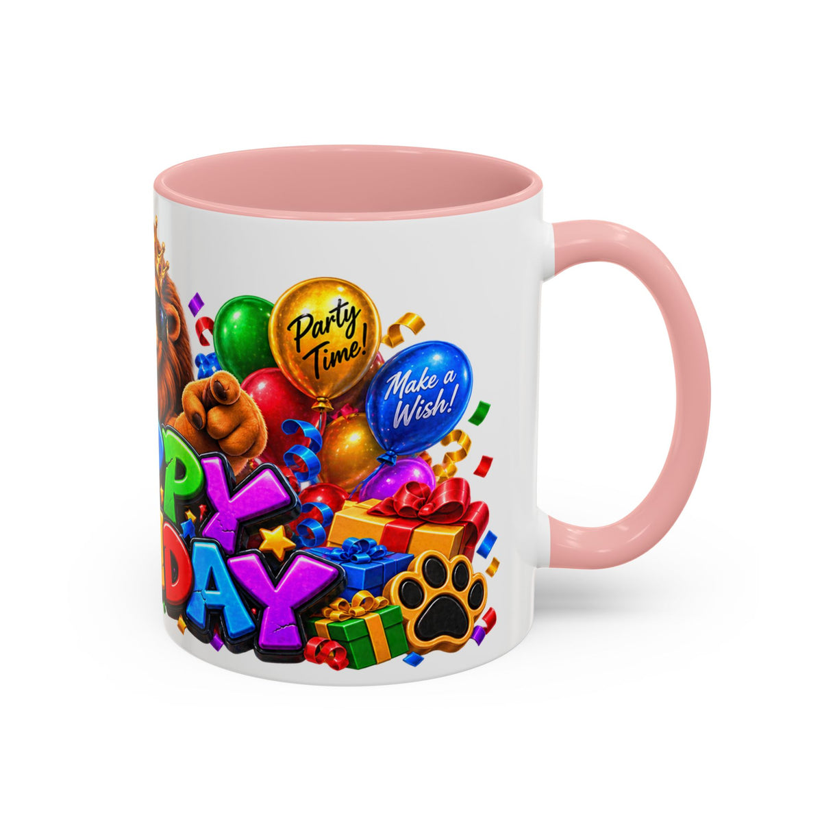 Lion Happy Birthday Mug – Colorful 3D King Celebration Design