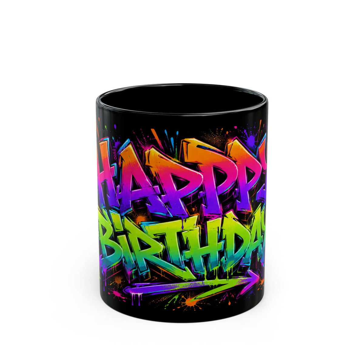 Happy Birthday Graffiti Mug — Colorful Urban Birthday Coffee Cup (11oz/15oz)