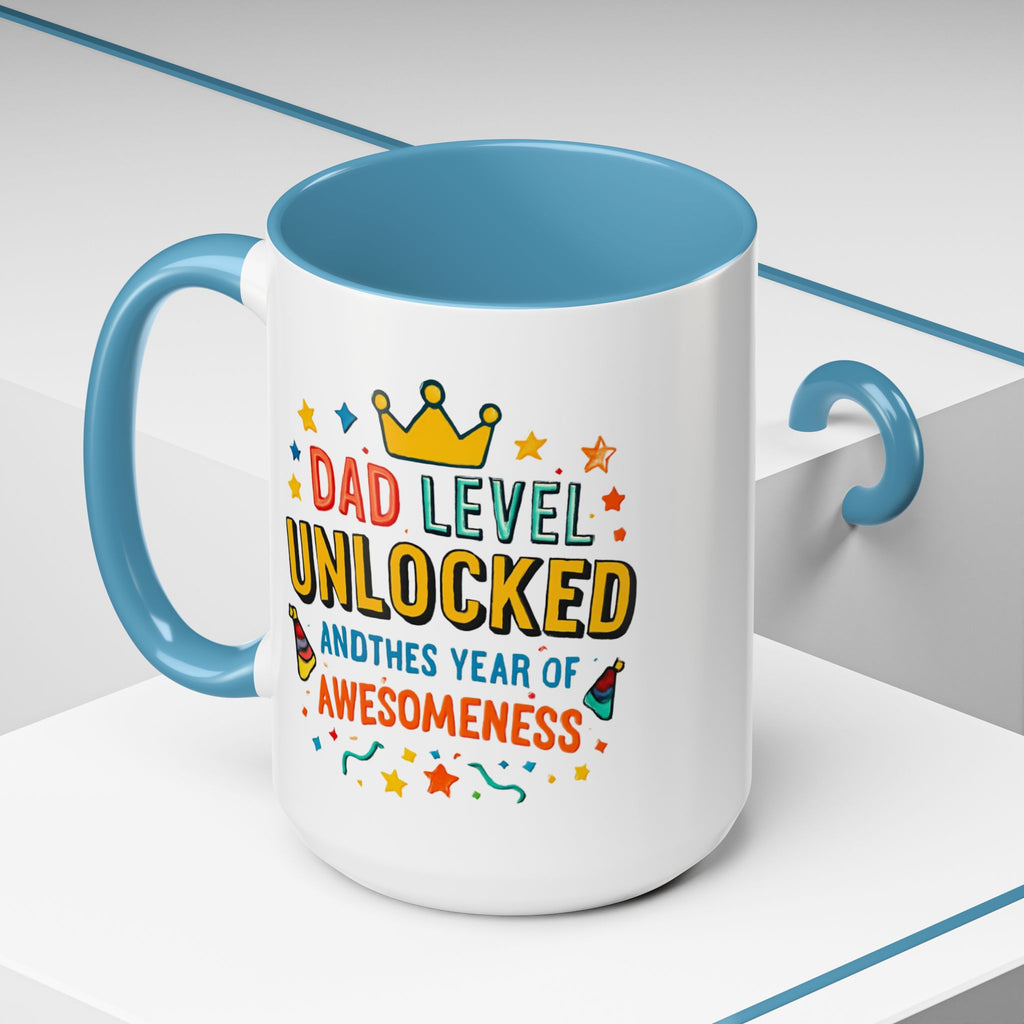 Dad Level Unlocked Coffee Mug – Funny Father’s Day 11/15oz Accent Mug