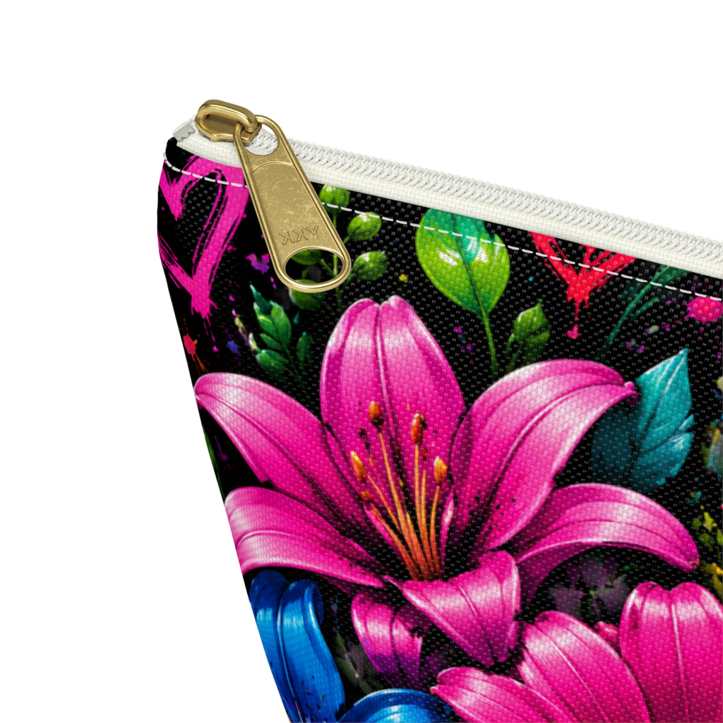 Floral Burst Accessory Pouch — Colorful T-Bottom Makeup & Travel Bag