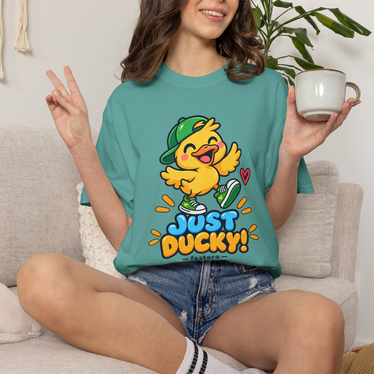 Just Ducky! – Cute Happy Duck Graphic T-Shirt