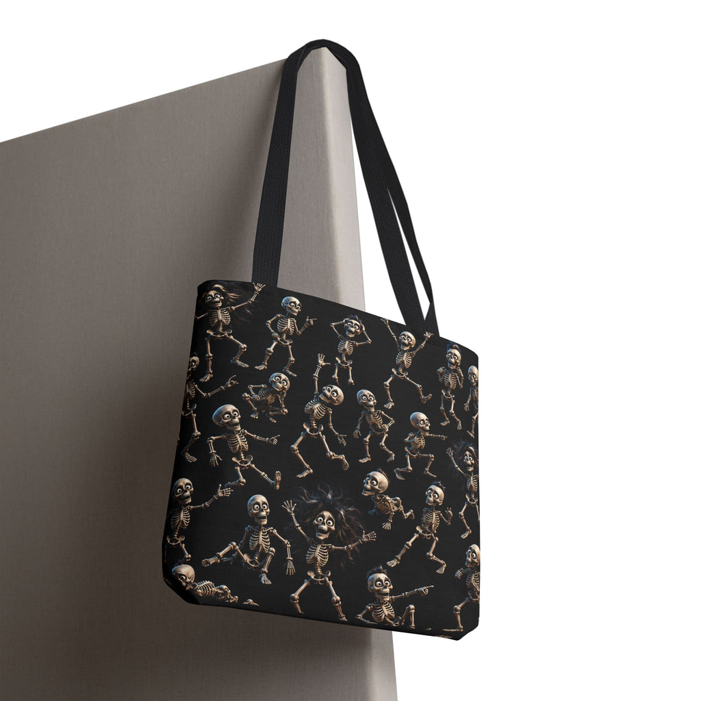 Spooky Skeleton Crew Halloween Tote Bag - Cute 3D Skeleton Pattern
