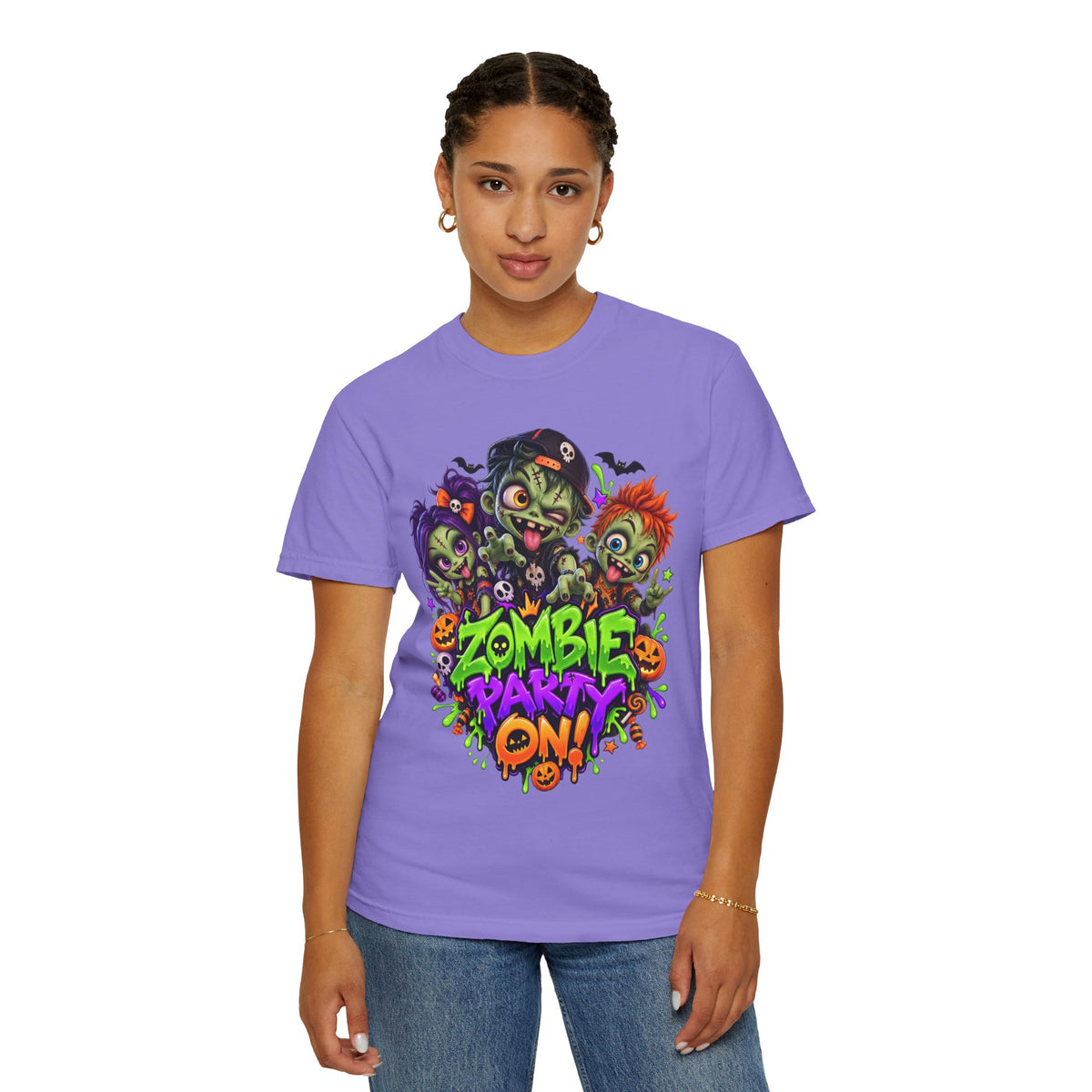 Zombie Party On! – Halloween Zombie Crew Graphic T-Shirt