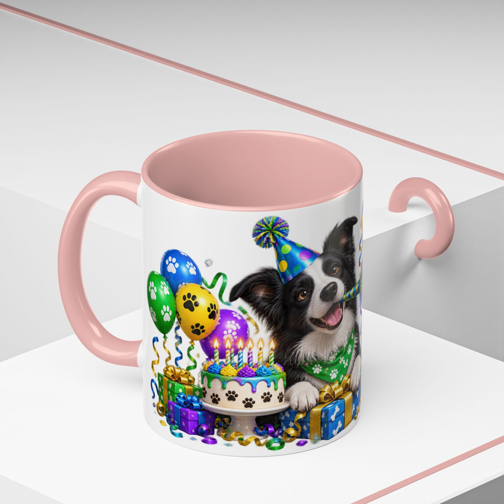 Herd the Crew Border Collie Birthday White Mug