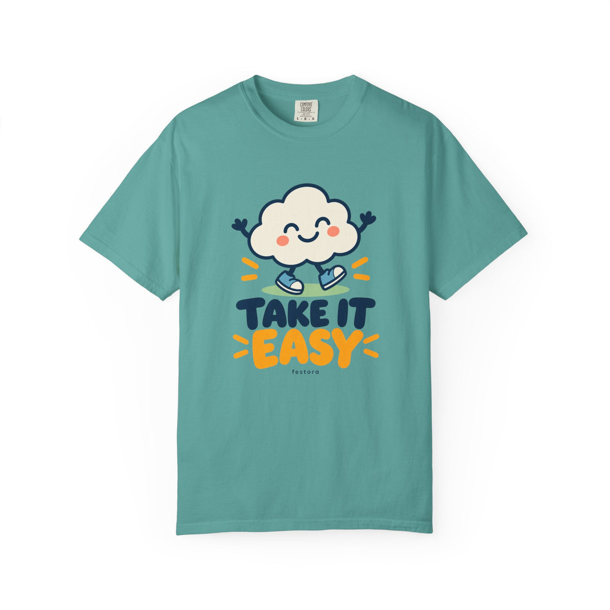 Take It Easy – Happy Cloud Graphic T-Shirt | Festora Everyday