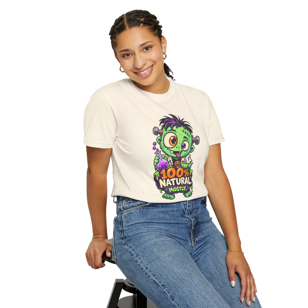 100% Natural. Mostly. – Cute Halloween Lab Monster T-Shirt
