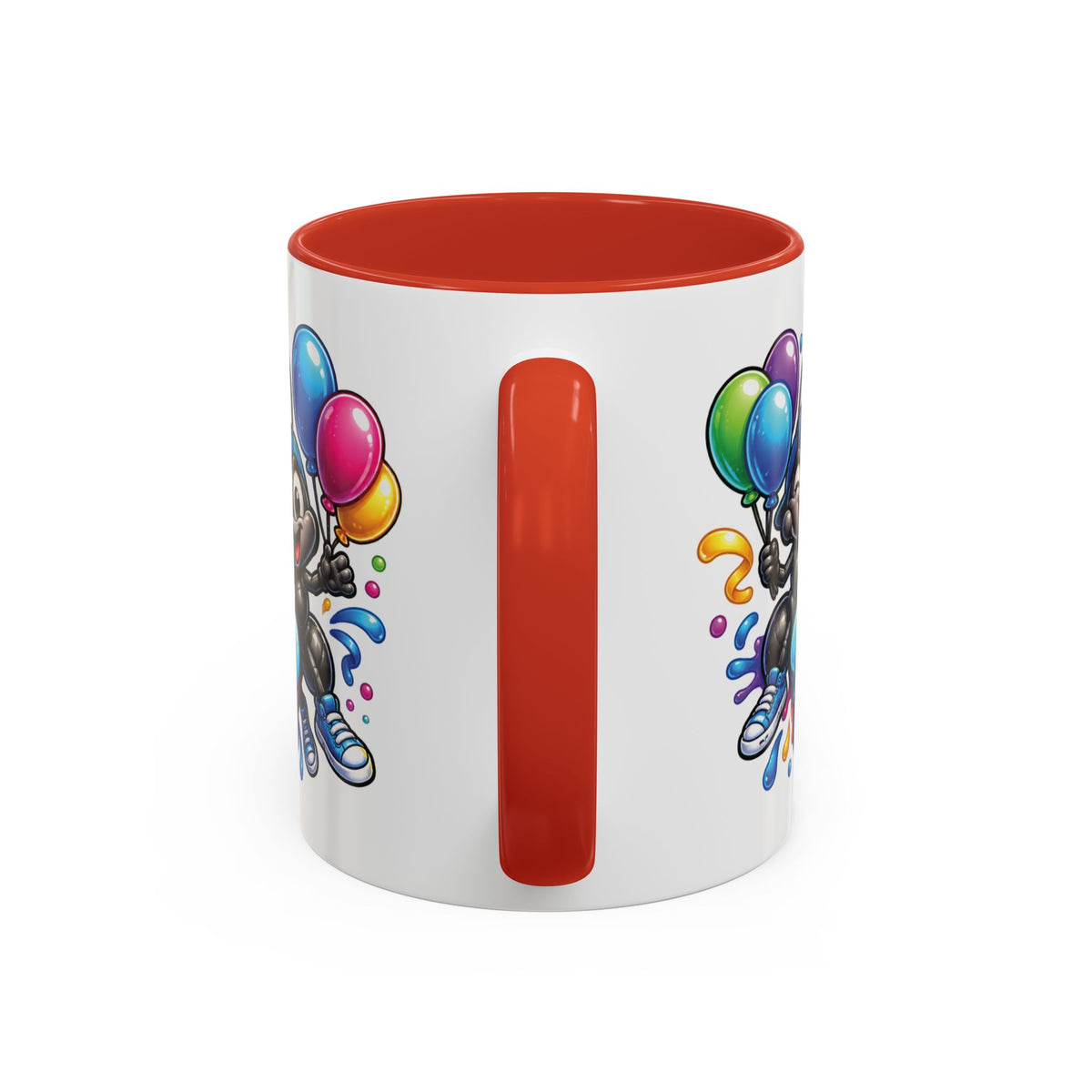 Happy Birthday Cartoon Mug – Graffiti Ants, Birthday Cake, Balloons & Confetti Coffee Cup