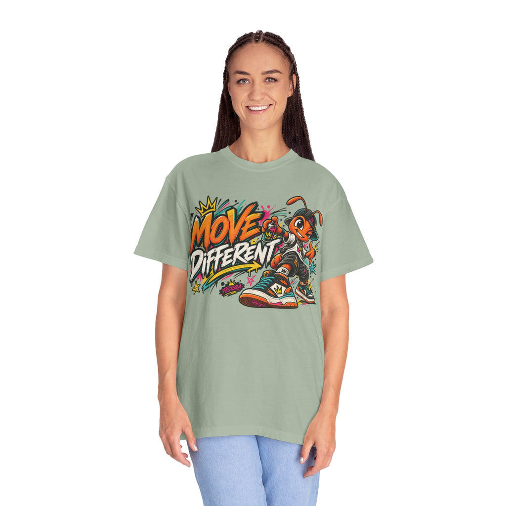 Move Different Graphic T-Shirt — Streetwear Skate Ant Mascot Design