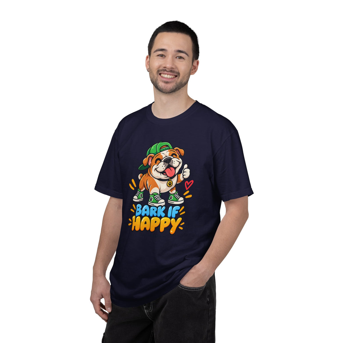 Bark If Happy – Cute Bulldog Graphic T-Shirt