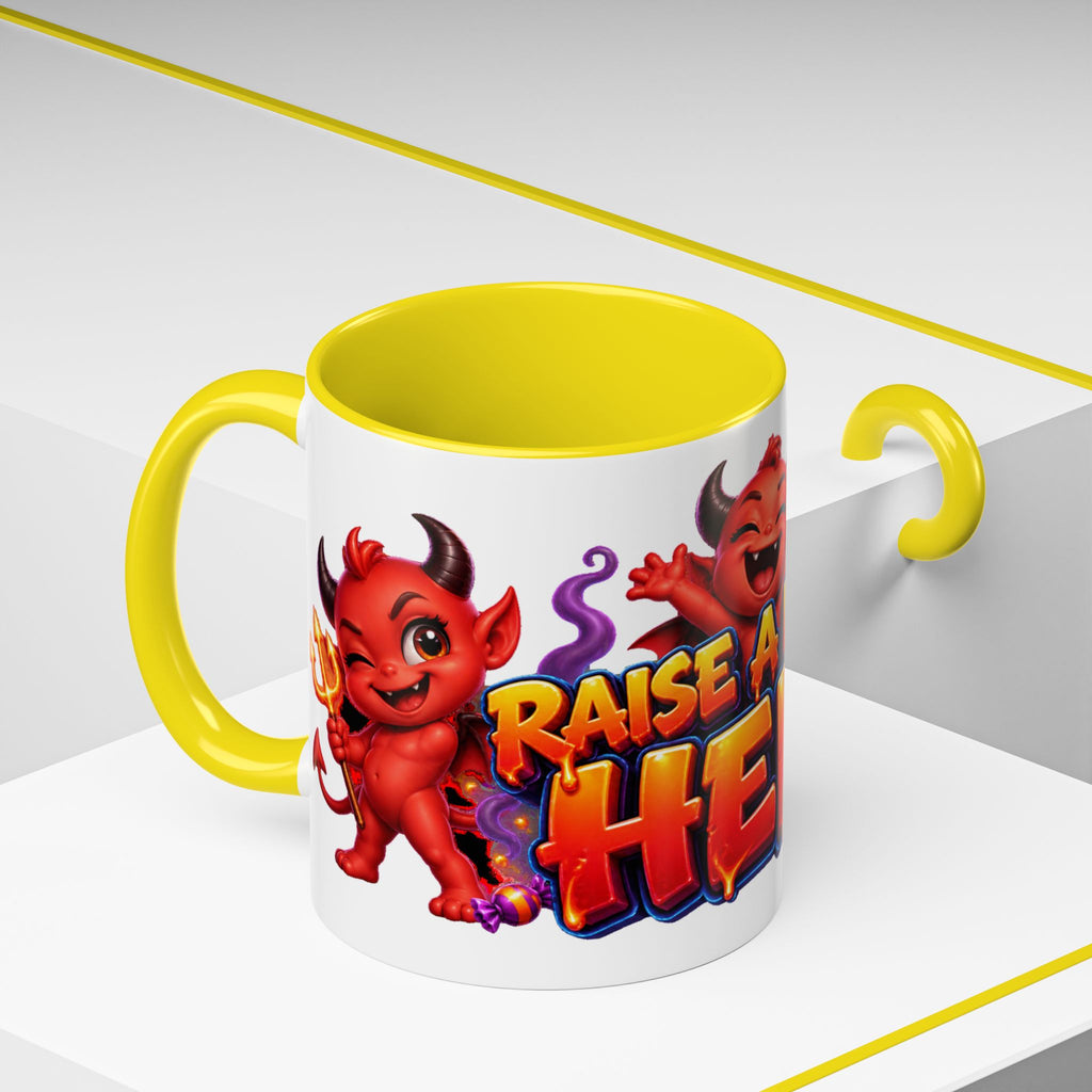 Raise a Little Hell Cute Devils Halloween White Mug