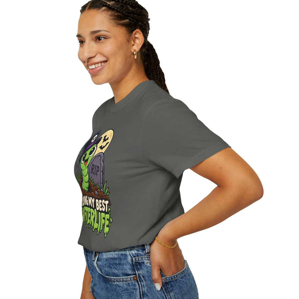 Living My Best Afterlife – Cute Halloween Graveyard Worm T-Shirt